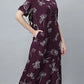 Sukanya Women's Black, Navy Blue & wine, Cotton Blend Printed Nighty - Half Sleeves, Round Neck, Long