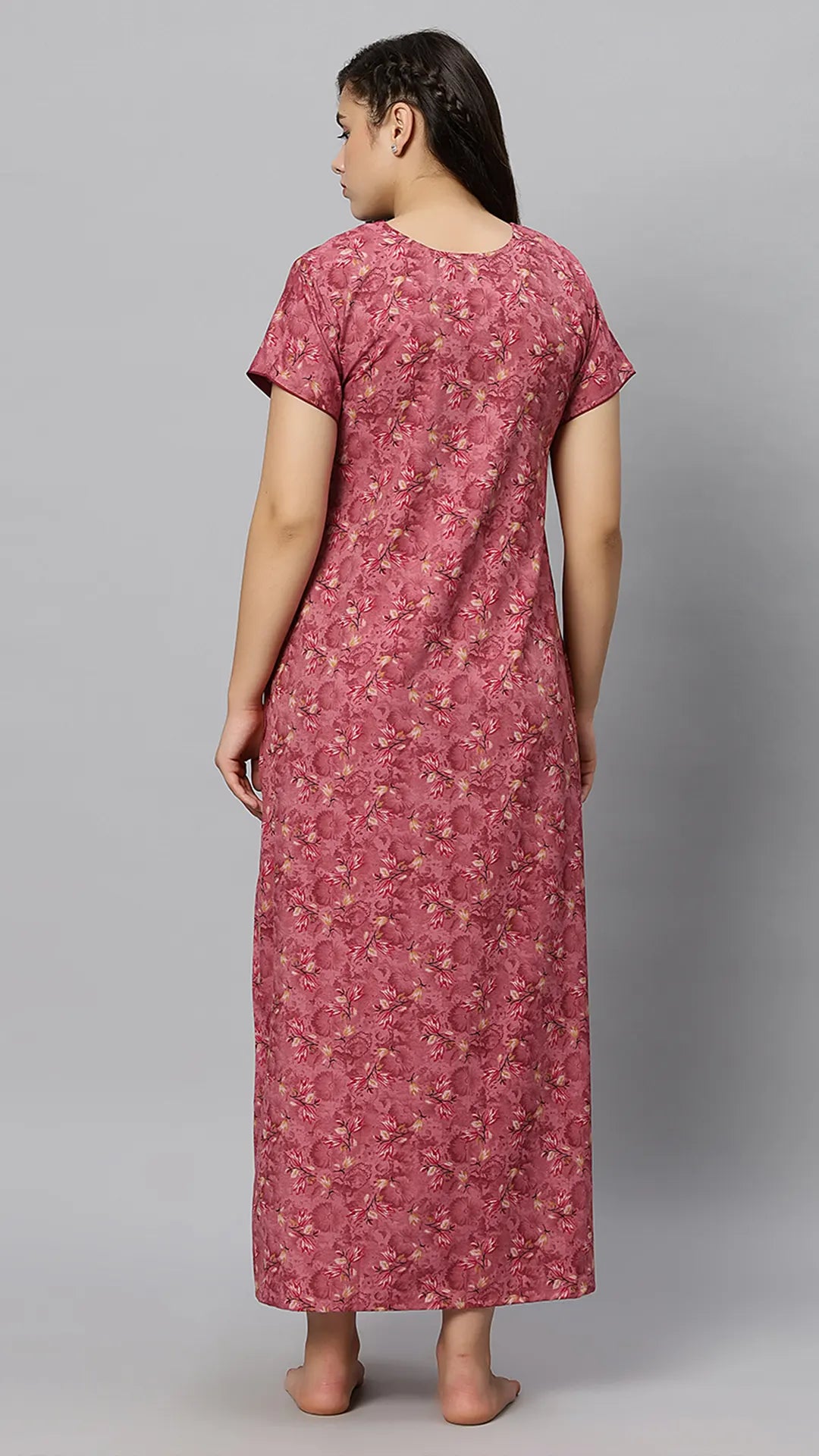 Sukanya Women's Blue Formal Lounge Wear Dress - Poly Cotton, Long, Half Sleeves