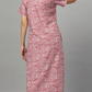 Sukanya Women's Printed Gowns - Poly Cotton, Regular Fit, Lounge Wear, Half Sleeves, V Neck, Green, Rust