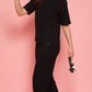 Lunica Women's Printed Sinker Nightsuit Set , Regular Fit Loungewear , Ideal for Women , Lounge Wear Nightdress Pyjama Set Sleepwear , Black Printed Half Sleeves Round Neck
