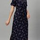 Sukanya Women's Leaf Print Lounge Wear Gown -VISCOSE POLYSTER, Regular Fit, Half Sleeves, Round Neck