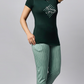 Sukanya Women's Printed Lounge Wear Top & Pyjama Set - Regular Fit, Ideal For Women's, Lounge Wear, Sinker Fabric, Half Sleeve, Round Neck, Green