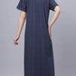 Sukanya Comfortable Women's Full Length Cotton Blend Half Sleeves Nighty, Black, Blue & Maroon, Soft and Elegant Print Sleepwear