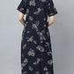 Sukanya Women's Black, Navy Blue & wine, Cotton Blend Printed Nighty - Half Sleeves, Round Neck, Long