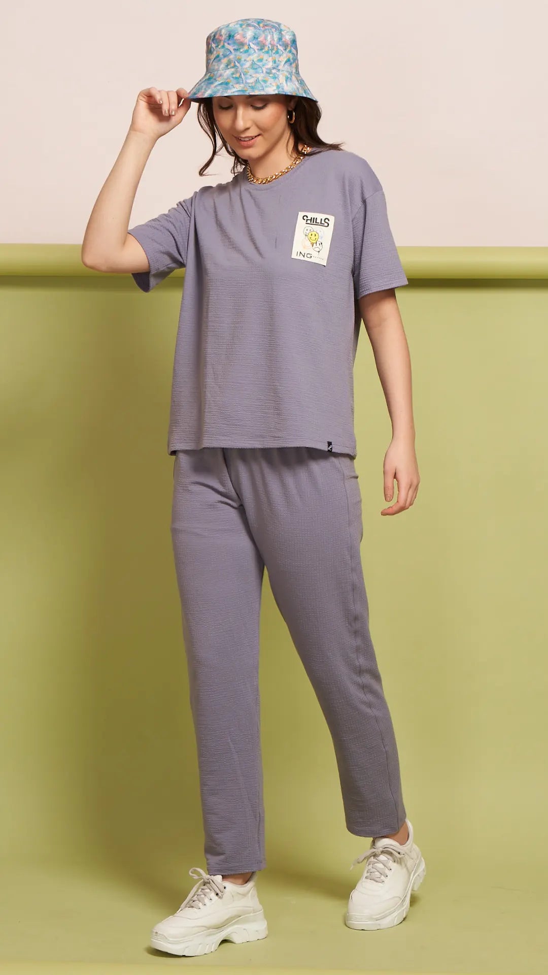 Lunica Women's Printed Sinker Nightsuit Set , Regular Fit Loungewear , Ideal for Women , Lounge Wear Nightdress Pyjama Set Sleepwear , Purple Printed Half Sleeves Round Neck