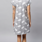 Sukanya Women's Printed Lounge Wear Gown - Regular Fit, Ideal for Lounge Wear, Sinker Fabric, Half Sleeves, Grey, Round Neck
