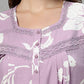Sukanya Women's Floral Print Lounge Wear Gown -  Poly Cotton, Regular Fit, Half Sleeves, Round Neck, Light Purple, Light Green & Sky Blue