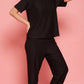 Lunica Women's Printed Sinker Nightsuit Set , Regular Fit Loungewear , Ideal for Women , Lounge Wear Nightdress Pyjama Set Sleepwear , Black Printed Half Sleeves Round Neck