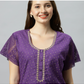 Sukanya Women's Embroidered Poly Cotton Lounge Wear Gown -  Regular Fit, Ideal For Women's, Lounge Wear, Half Sleeves, Round Neck