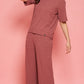 Lunica Women's Printed Sinker Nightsuit Set , Regular Fit Loungewear , Ideal for Women , Lounge Wear Nightdress Pyjama Set Sleepwear , Mauve Printed Half Sleeves Round Neck
