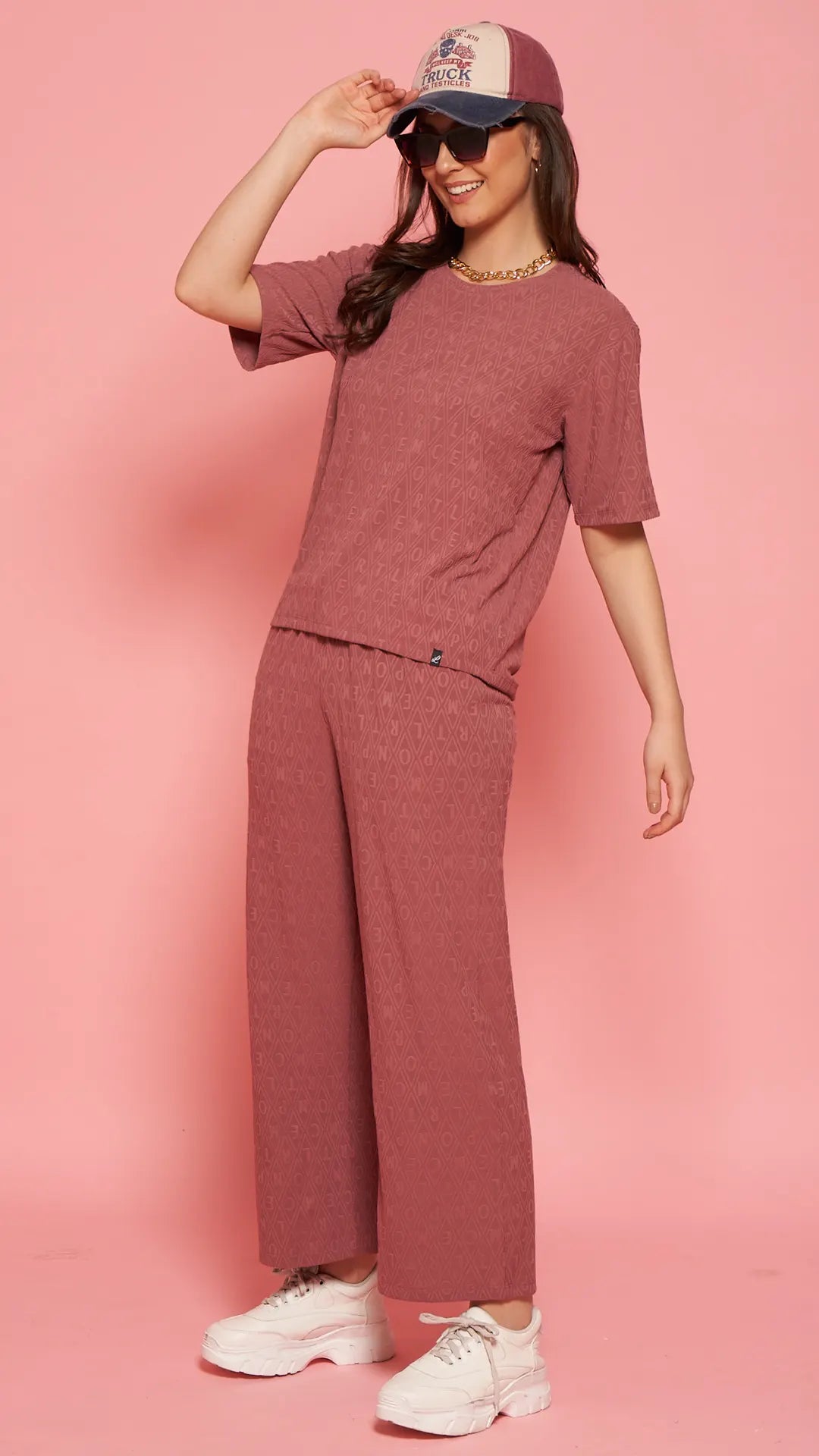 Lunica Women's Printed Sinker Nightsuit Set , Regular Fit Loungewear , Ideal for Women , Lounge Wear Nightdress Pyjama Set Sleepwear , Mauve Printed Half Sleeves Round Neck
