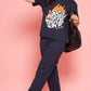 Lunica Women's Printed Sinker Nightsuit Set , Regular Fit Loungewear , Ideal for Women , Lounge Wear Nightdress Pyjama Set Sleepwear , Navy Printed Half Sleeves Round Neck