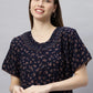 Sukanya Comfortable Women's Full Length Cotton Blend Half Sleeves Nighty, Soft and Elegant Print Sleepwear