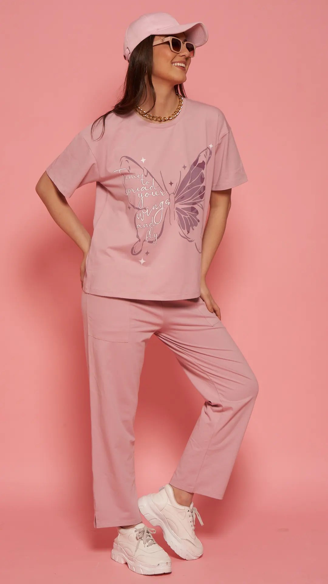 Lunica Women's Printed Sinker Nightsuit Set , Regular Fit Loungewear , Ideal for Women , Lounge Wear Nightdress Pyjama Set Sleepwear , Lilac Printed Half Sleeves Round Neck