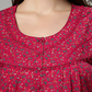 Sukanya Women's Floral Print Lounge Wear Gown - Poly Cotton, Regular Fit, Ideal For Women's, Lounge Wear, Flower Print, Half Sleeves, Round Neck, Blue, Red & Yellow