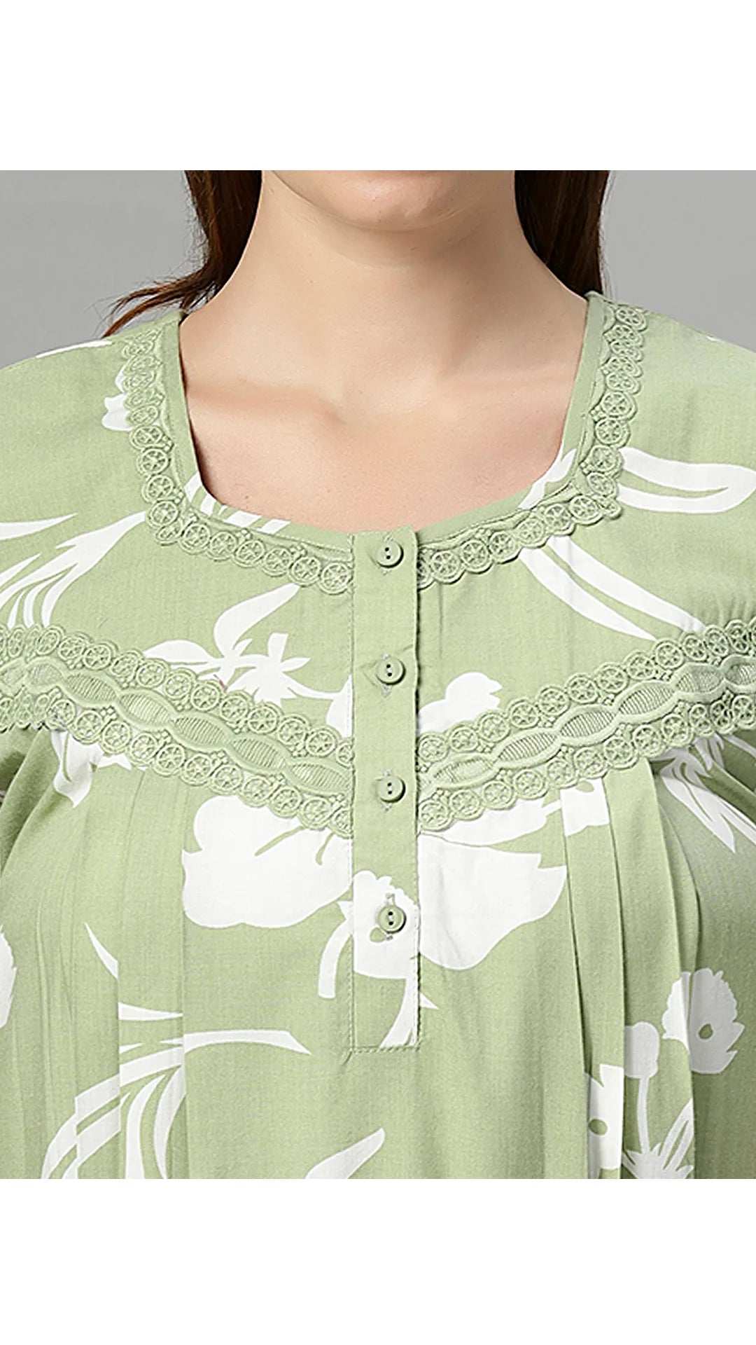 Sukanya Women's Floral Print Lounge Wear Gown -  Poly Cotton, Regular Fit, Half Sleeves, Round Neck, Light Purple, Light Green & Sky Blue