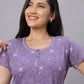 Sukanya Women's  Lounge Wear  Seprate Top  - Purple , Looper Lycra, Regular Fit, Ideal For Women's, Lounge Wear, Half Sleeve, Round Neck