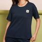 Lunica Women's Printed Sinker Nightsuit Set , Regular Fit Loungewear , Ideal for Women ,  Lounge Wear Nightdress Bermuda Set Sleepwear , Ink Blue Printed Half Sleeves Round Neck