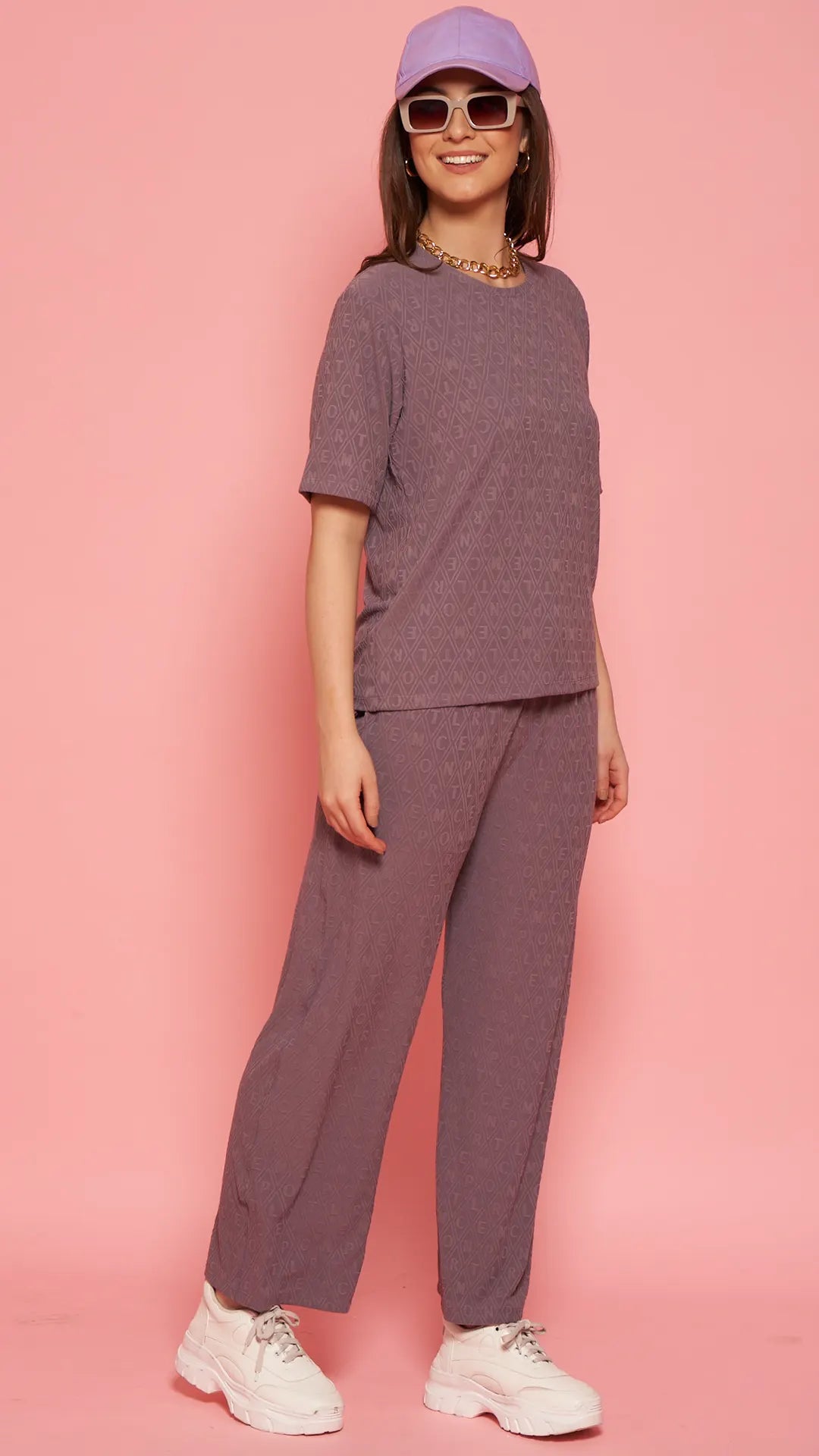 Lunica Women's Printed Sinker Nightsuit Set , Regular Fit Loungewear, Ideal for Women , Lounge Wear Nightdress Pyjama Set Sleepwear , Voilet Printed Half Sleeves Round Neck