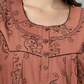 Sukanya Women's Floral Print Lounge Wear Gown - Polly Cotton, Regular Fit, Half Sleeves, Round Neck, Green, Yellow & Rust