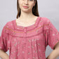 Sukanya Comfortable Women's Full Length Cotton Blend Half Sleeves Nighty, Soft and Elegant Print Sleepwear