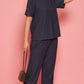 Lunica Women's Printed Sinker Nightsuit Set , Regular Fit Loungewear , Ideal for Women , Lounge Wear Nightdress Pyjama Set Sleepwear , Grey Printed Half Sleeves Round Neck