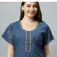Sukanya Women's Embroidered Poly Cotton Lounge Wear Gown -  Regular Fit, Ideal For Women's, Lounge Wear, Half Sleeves, Round Neck