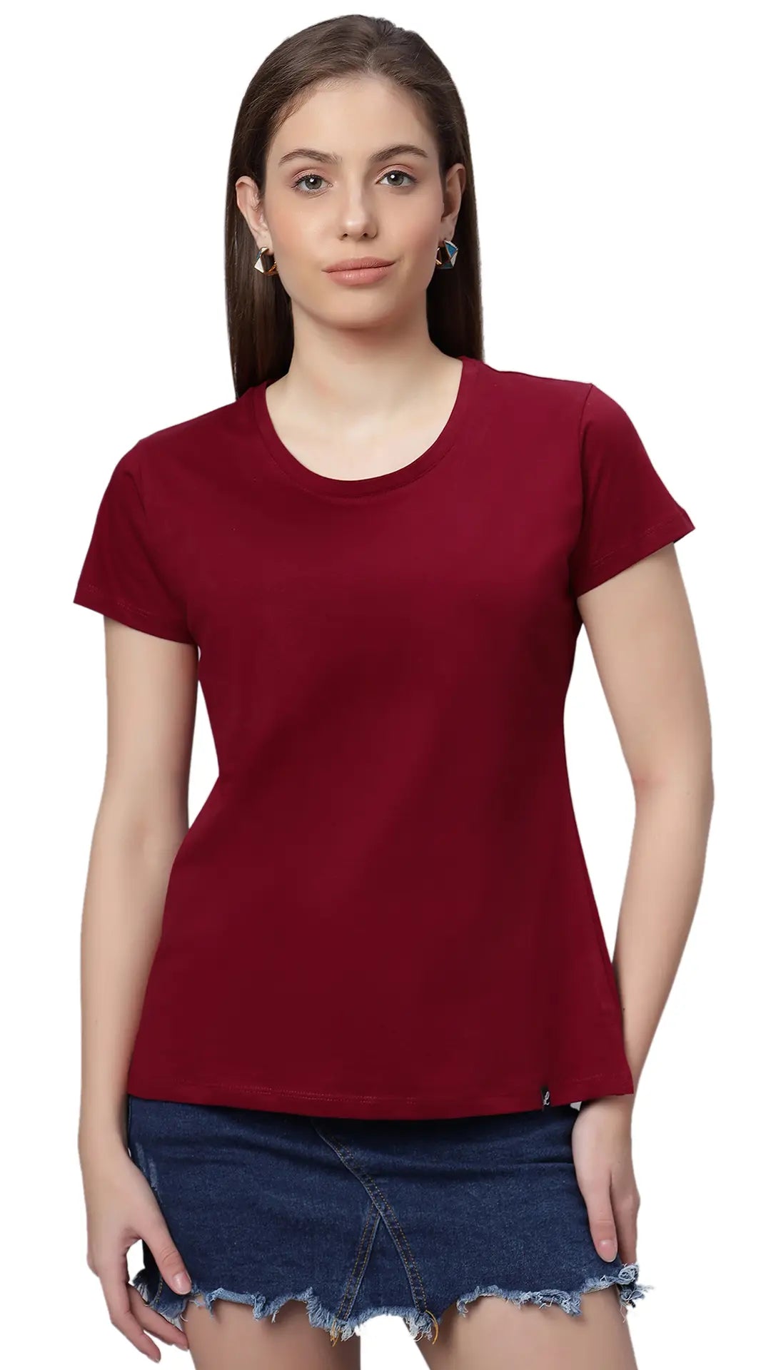 Lunica Women's  Lounge Wear  Seprate Top  - Maroon , Sinker Fabric, Regular Fit, Ideal For Women's, Lounge Wear, Half Sleeve, Round Neck
