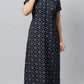 Sukanya Women's Geometrical Lounge Wear Gown - Coffee, Blue & Wine Poly Cotton, Regular Fit, Half Sleeves, Round Neck