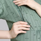 Sukanya Women's Cotton  Calf Length Maternity Nighty / Green Printed Half Sleeves Round Neck