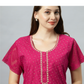 Sukanya Women's Embroidered Poly Cotton Lounge Wear Gown -  Regular Fit, Ideal For Women's, Lounge Wear, Half Sleeves, Round Neck