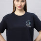 Lunica Women's  Lounge Wear  Seprate Top  - Navy , Looper Lycra, Regular Fit, Ideal For Women's, Lounge Wear, Half Sleeve, Round Neck