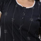 Sukanya  Women's Printed Lounge Wear Gown - Navy, Regular Fit, Ideal for Women's, Sinker Fabric, Half Sleeves, Round Neck