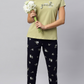Sukanya Women's Printed Top & Pyjama Set, Pista, Regular Fit, Ideal For Lounge Wear, Sinker Fabric, Half Sleeve, Round Neck