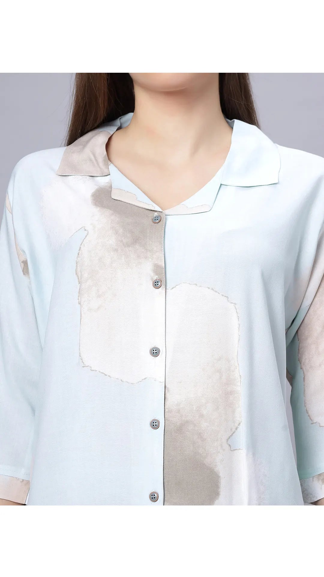 Sukanya Comfortable Women's Cotton Blend Half Sleeves Night Suit, Sky Blue, Soft and Elegant Print Sleepwear