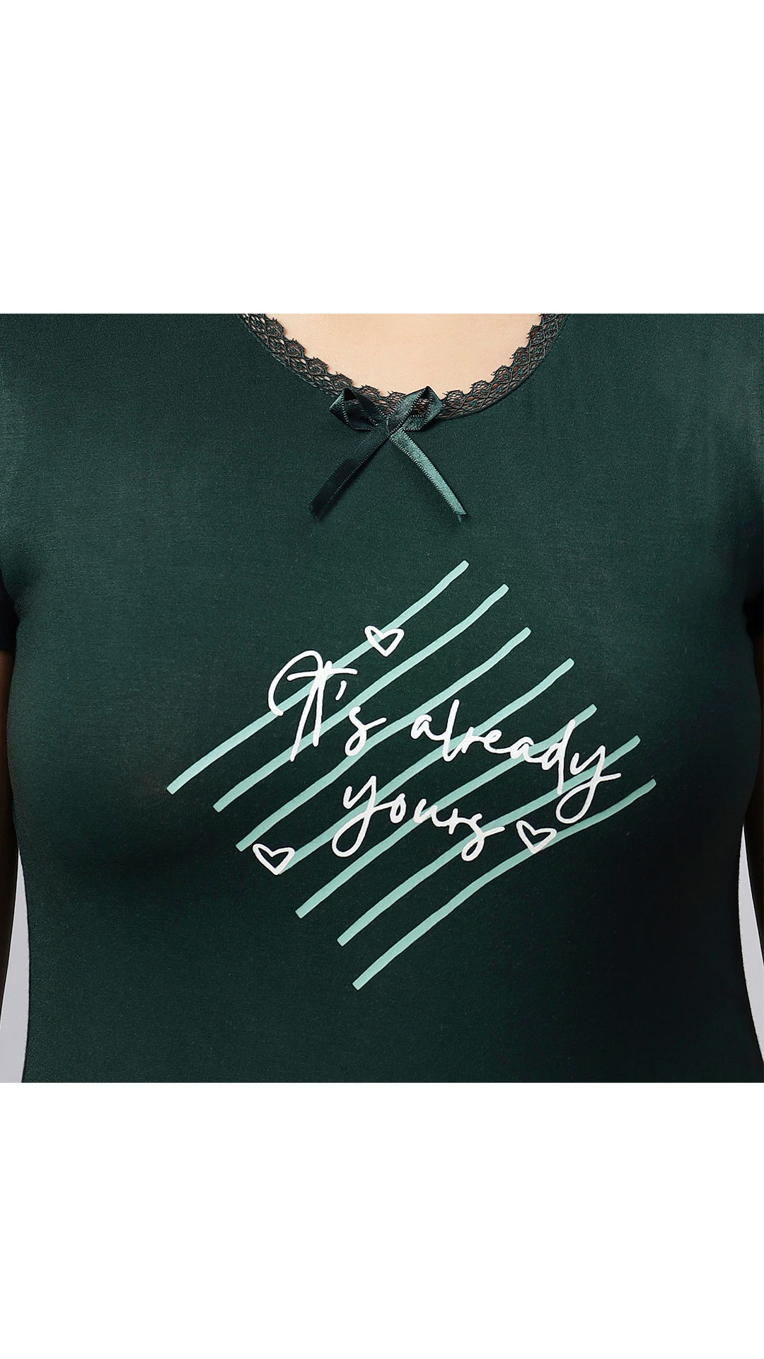 Sukanya Women's Printed Lounge Wear Top & Pyjama Set - Regular Fit, Ideal For Women's, Lounge Wear, Sinker Fabric, Half Sleeve, Round Neck, Green