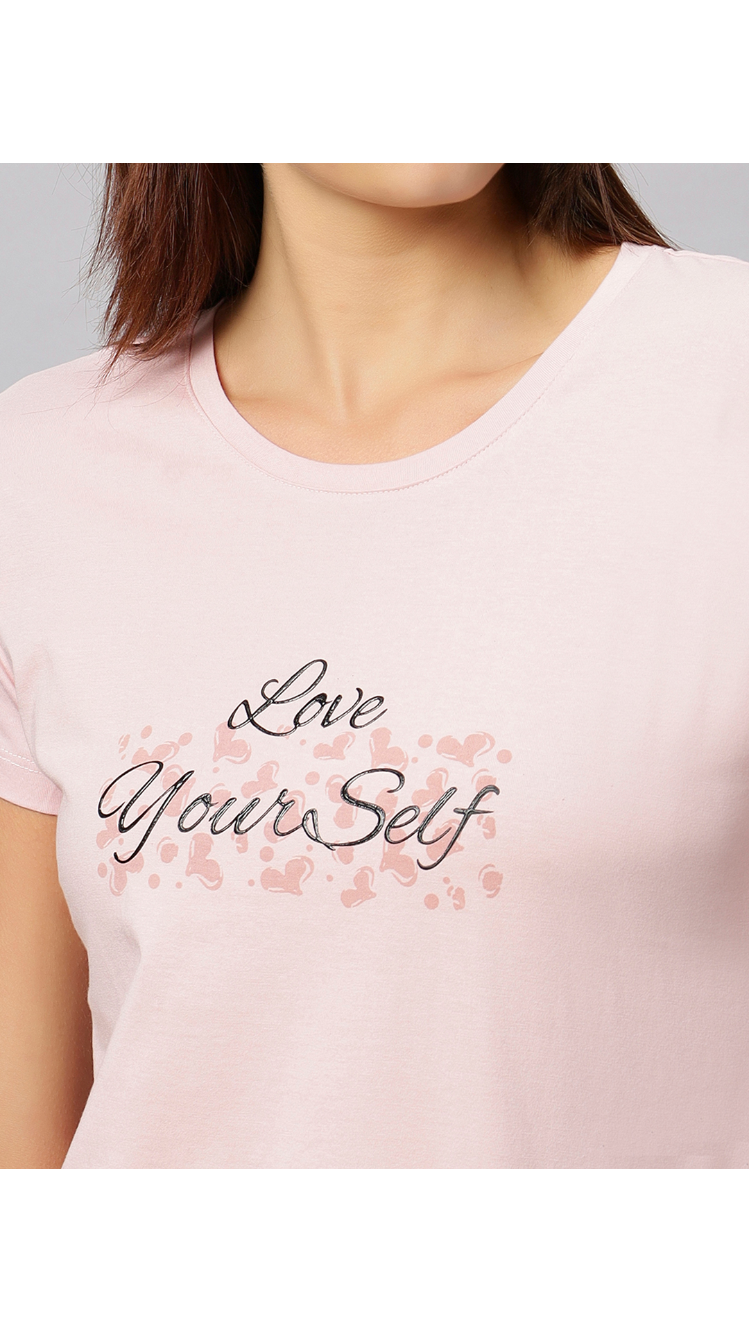 Sukanya Women's Printed Lounge Wear Top & Pyjama Set  Regular Fit, Ideal for Women's, Lounge Wear, Sinker Fabric, Half Sleeve, Round Neck, Light Pink