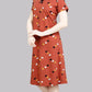Sukanya  Women's Printed Lounge Wear Gown - Orange, Regular Fit, Ideal for Women's, Sinker Fabric, Half Sleeves, Round Neck
