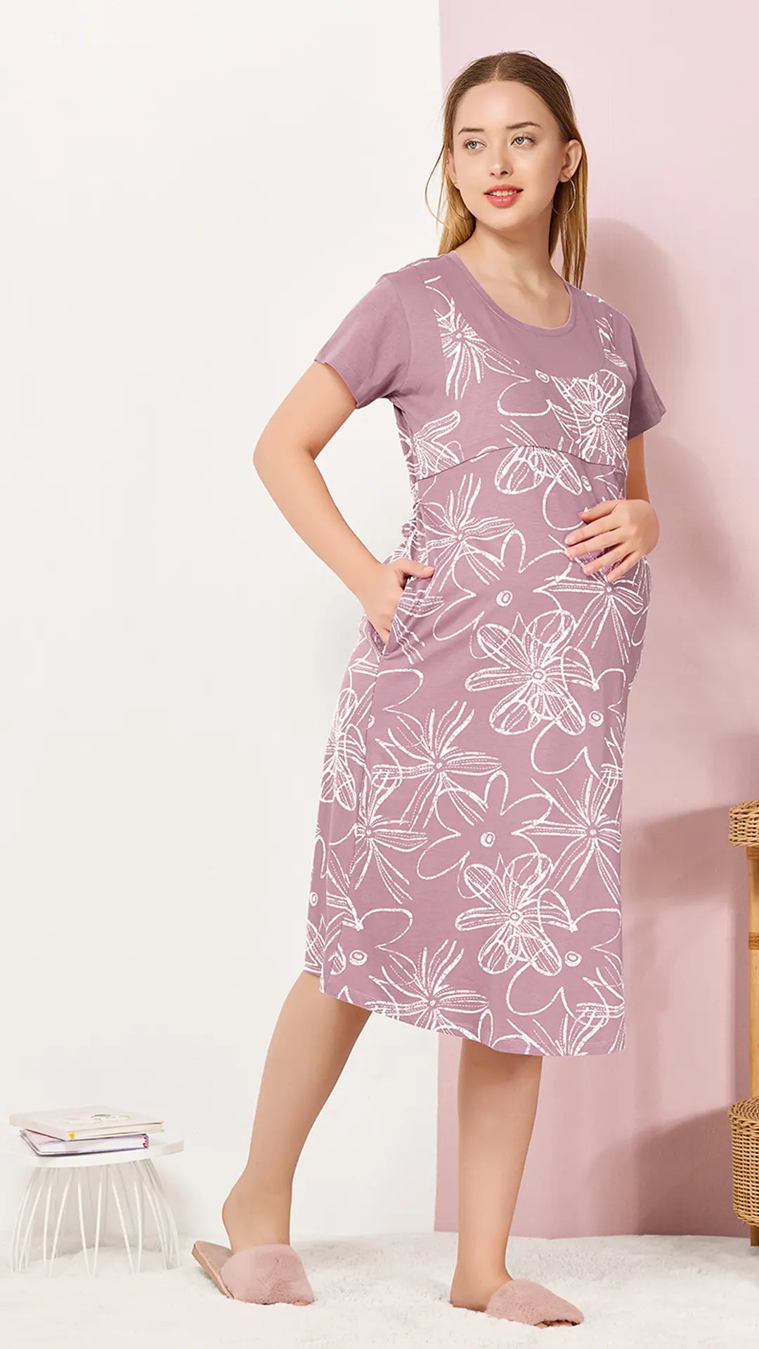 Sukanya Womens Printed Maternity Feeding Nighty