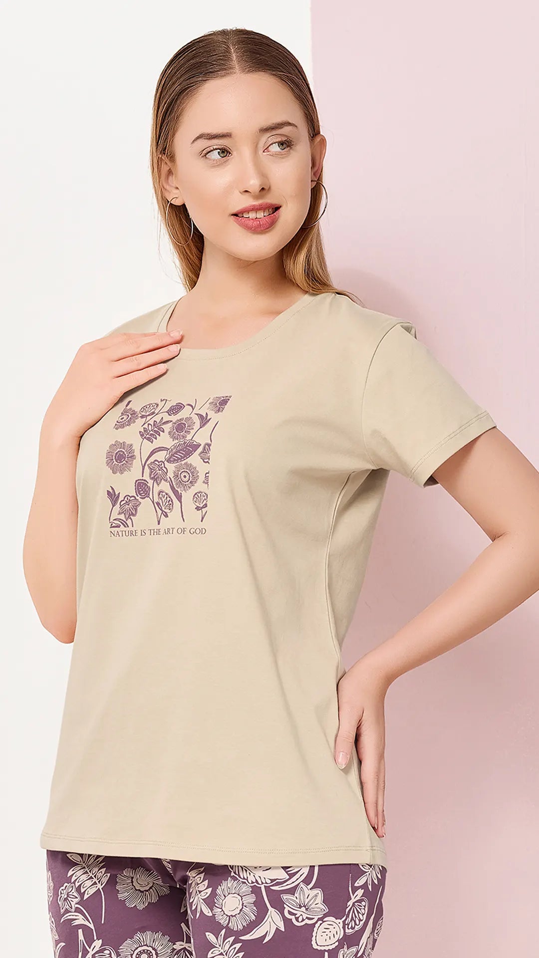 Foan Printed Half Sleeves Round Neck