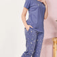 Blue Printed Half Sleeves Round Neck