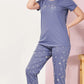 Blue Printed Half Sleeves Round Neck
