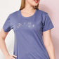 Blue Printed Half Sleeves Round Neck