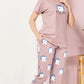 Lilac Printed Half Sleeves Round Neck