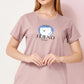 Lilac Printed Half Sleeves Round Neck