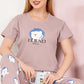 Lilac Printed Half Sleeves Round Neck