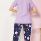 Purple Printed Half Sleeves Round Neck