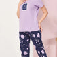 Purple Printed Half Sleeves Round Neck