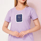 Purple Printed Half Sleeves Round Neck