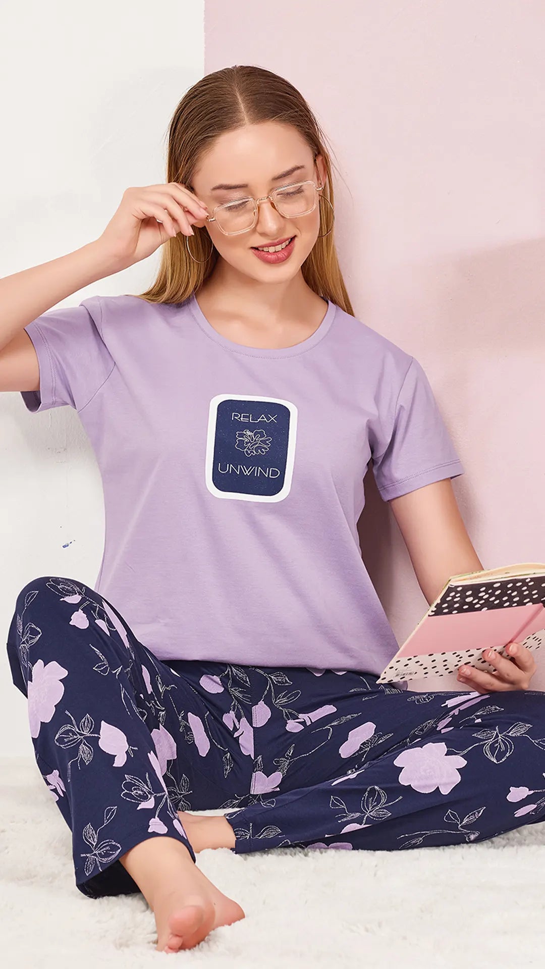 Purple Printed Half Sleeves Round Neck